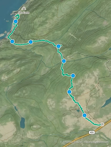 Παρακολούθηση καταγραφής/χάρτη του Green Gardens Trail.